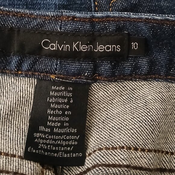 Calvin Klein Vintage Jeans Size 10 Slim Straight Dark Fade Wash Blue Denim - Picture 6 of 8